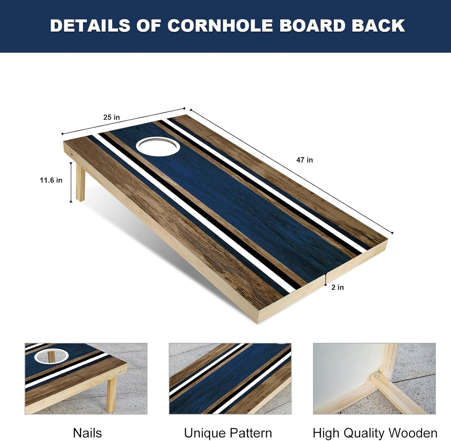 Cornhole Boards Regulation Size 4x2 Solid Wood Corn Hole Game Set with 8 Bean Bags and 2 Cornhole Boards