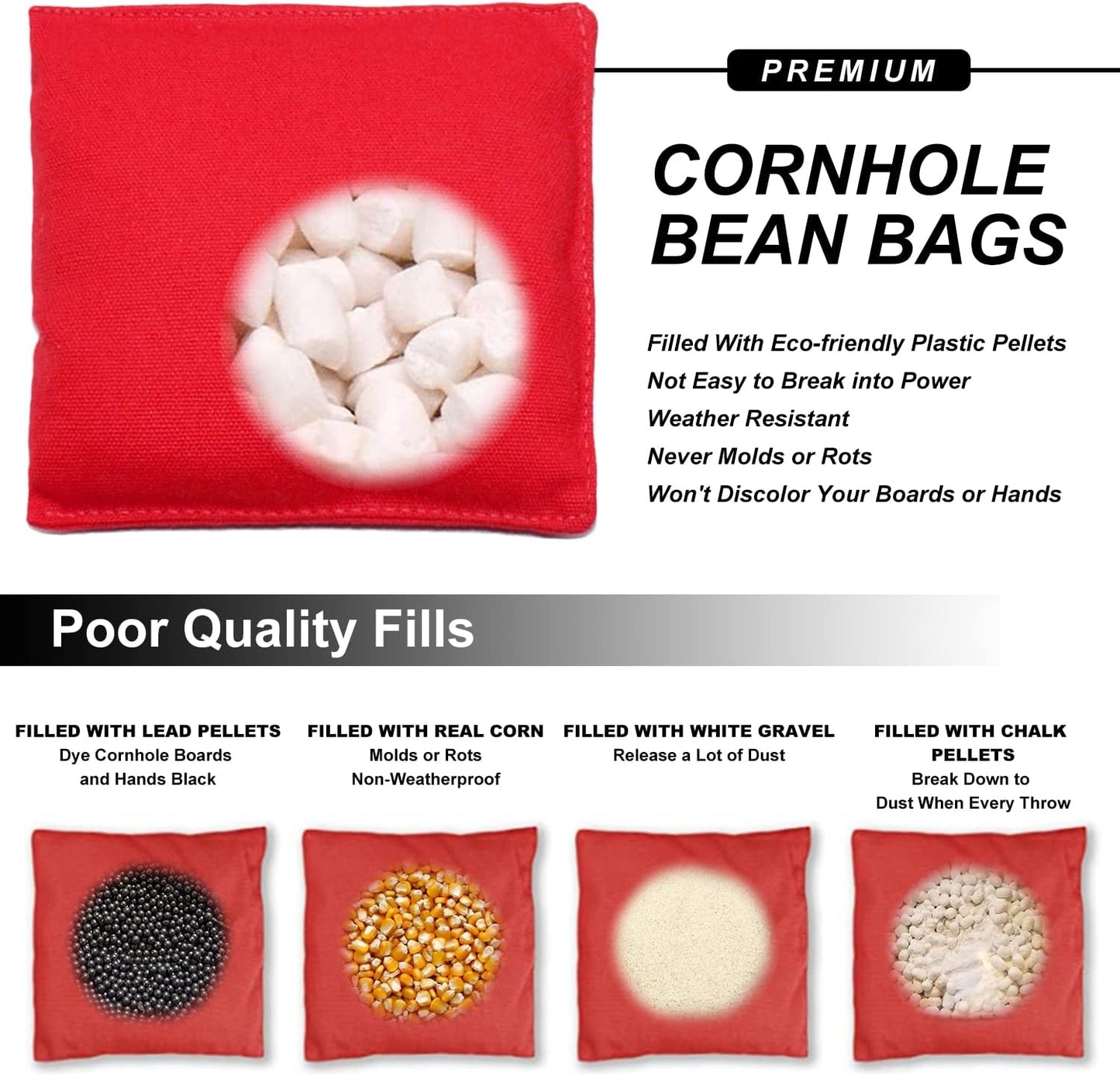 Cornhole Bags Weather Resistant Standard Regulation Bags