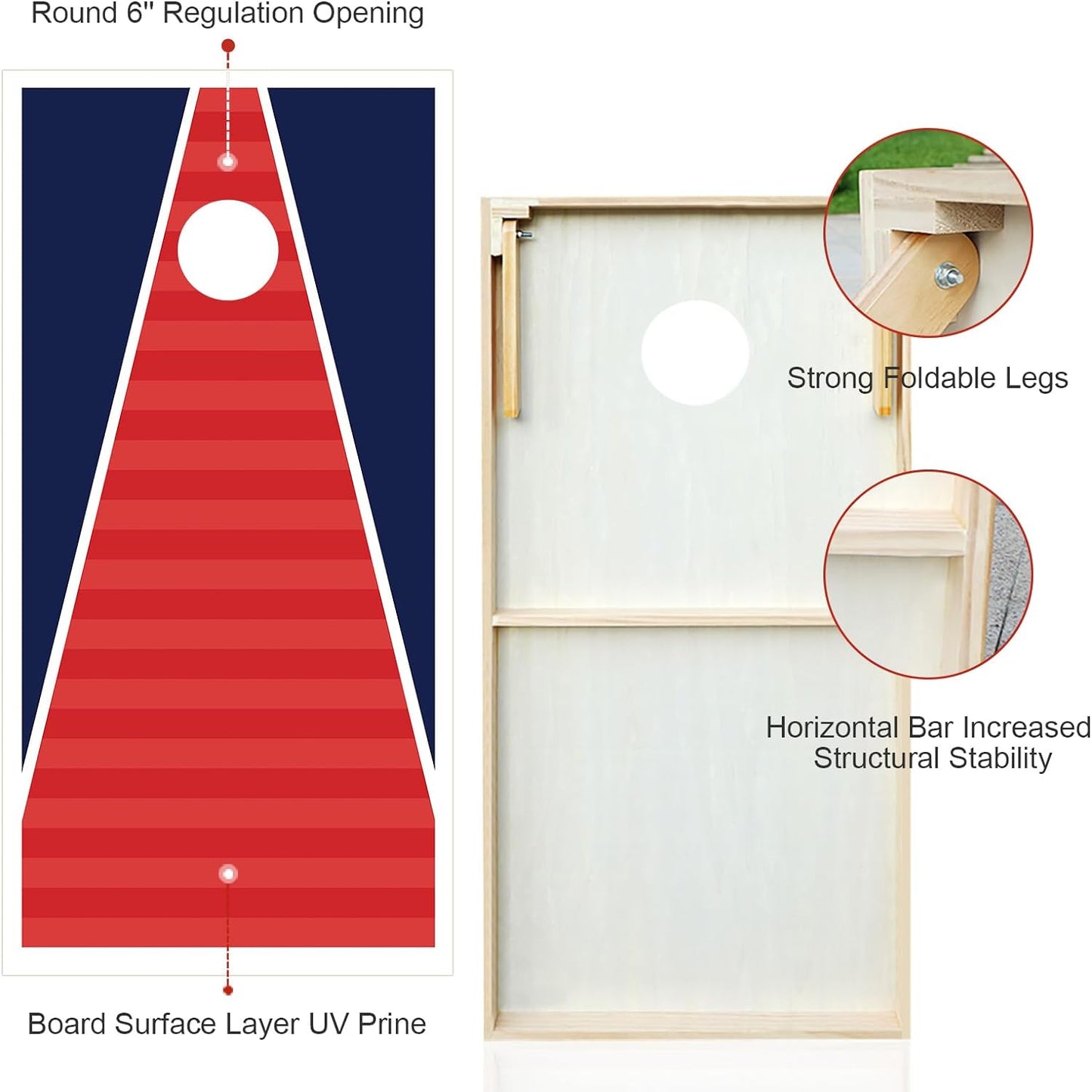 Cornhole Boards Solid Wood Set