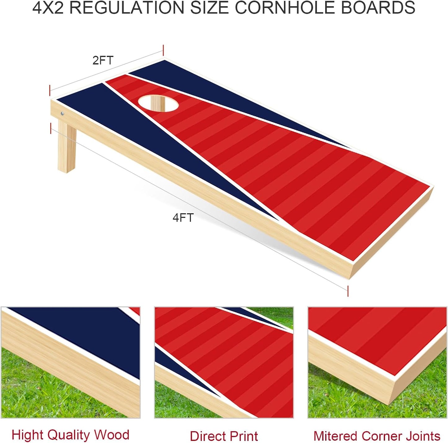 Cornhole Boards Solid Wood Set