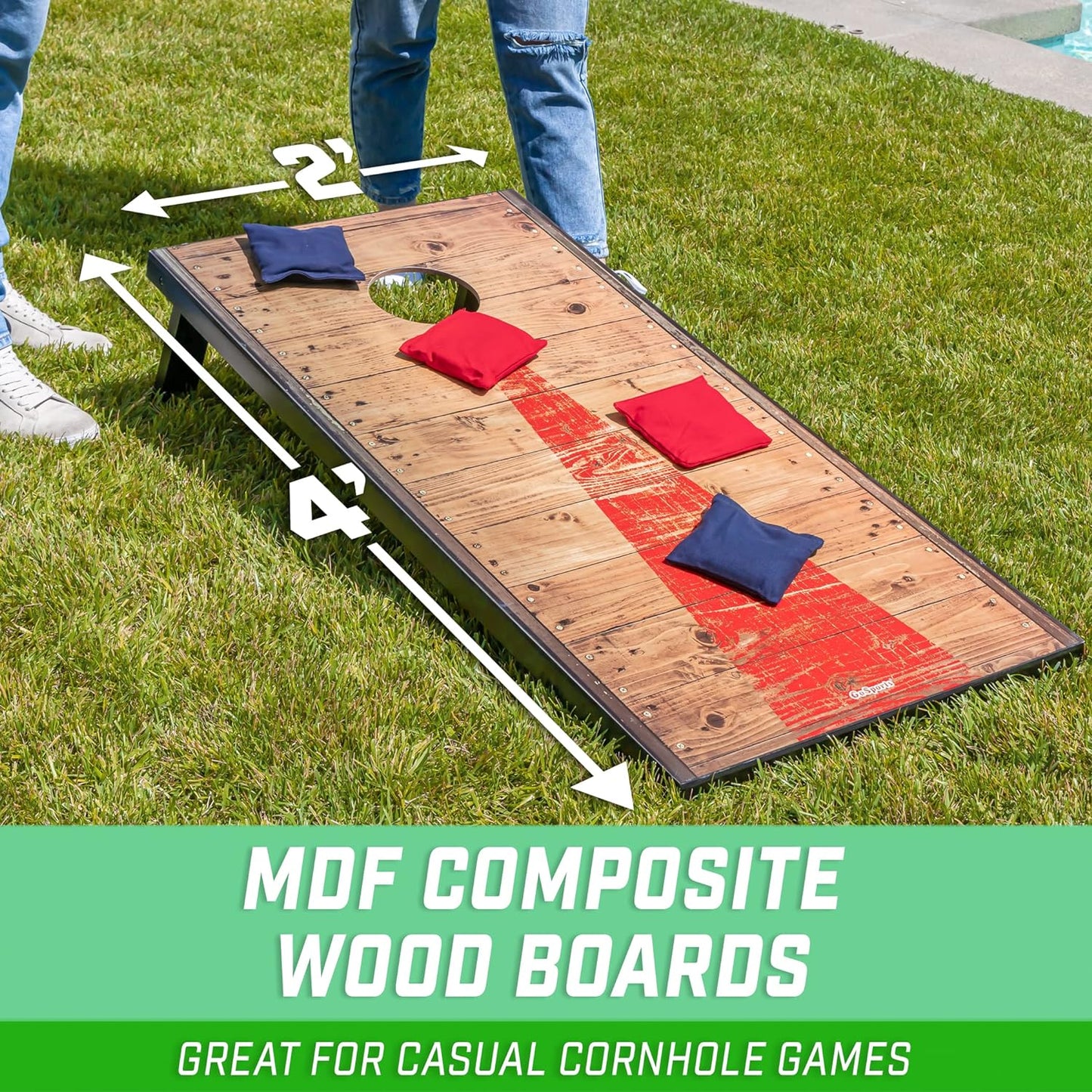 Cornhole Board Classic Sets – 4'x2' Board Includes 8 Bean Bags, Travel Case and Game Rules