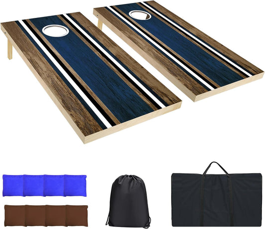 Cornhole Boards Regulation Size 4x2 Solid Wood Corn Hole Game Set with 8 Bean Bags and 2 Cornhole Boards