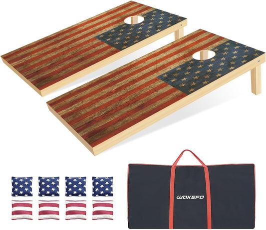 Cornhole Boards Solid Wood Set - Regulation Size for Outdoor Fun!"