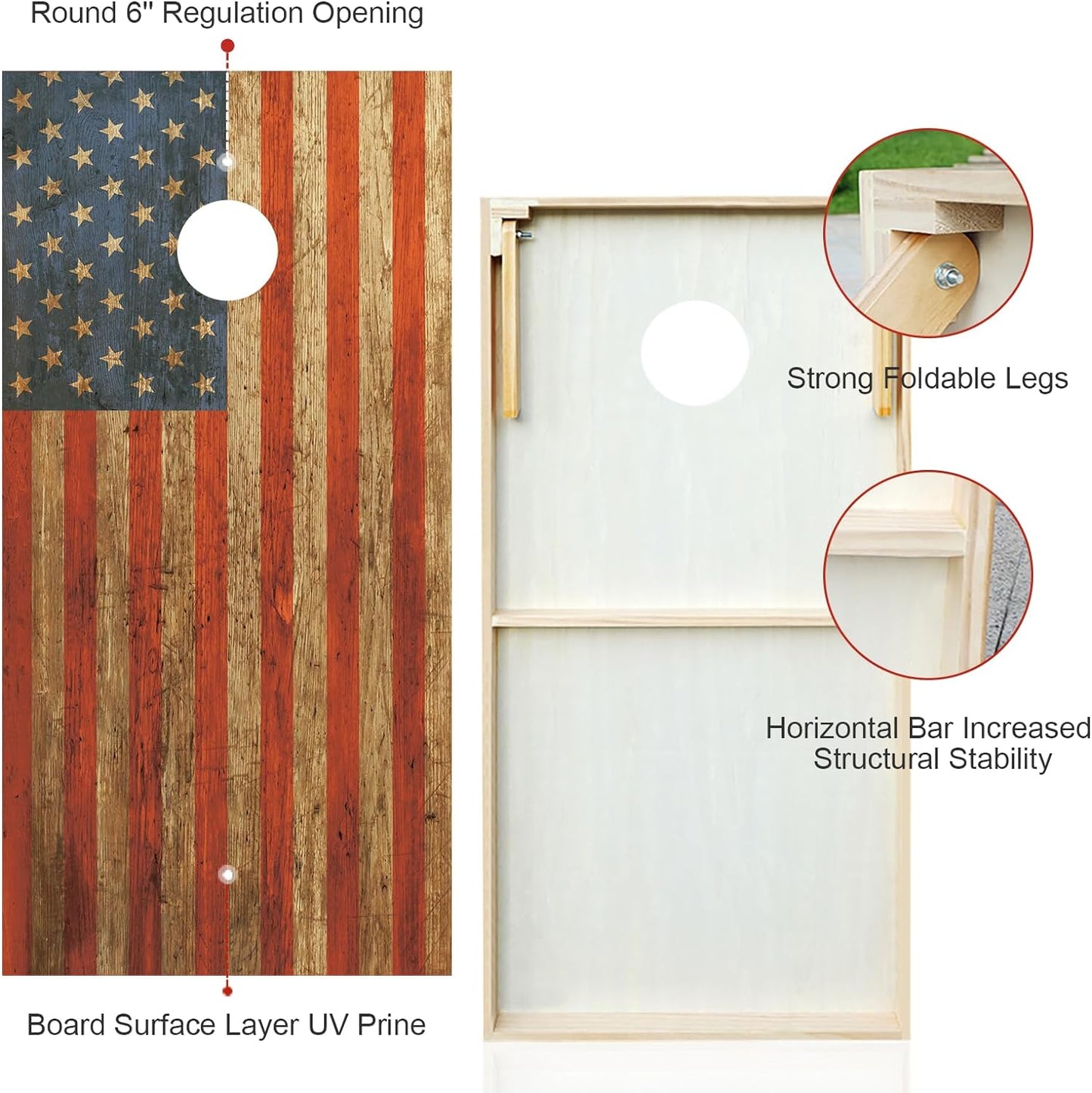 Cornhole Boards Solid Wood Set - Regulation Size for Outdoor Fun!"