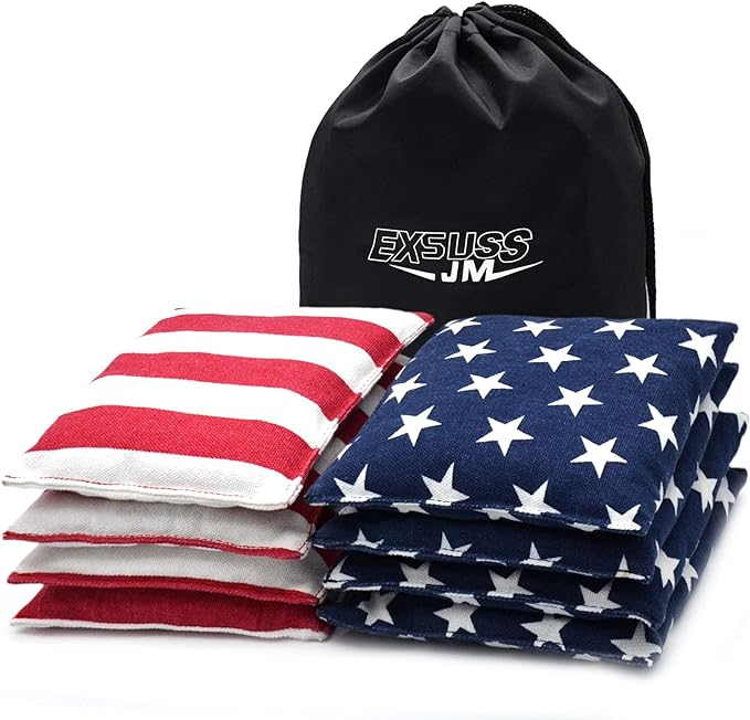 Cornhole Bags Weather Resistant Standard Bags, Set of 8 Regulation Professional Corn Hole Bags Carry Case