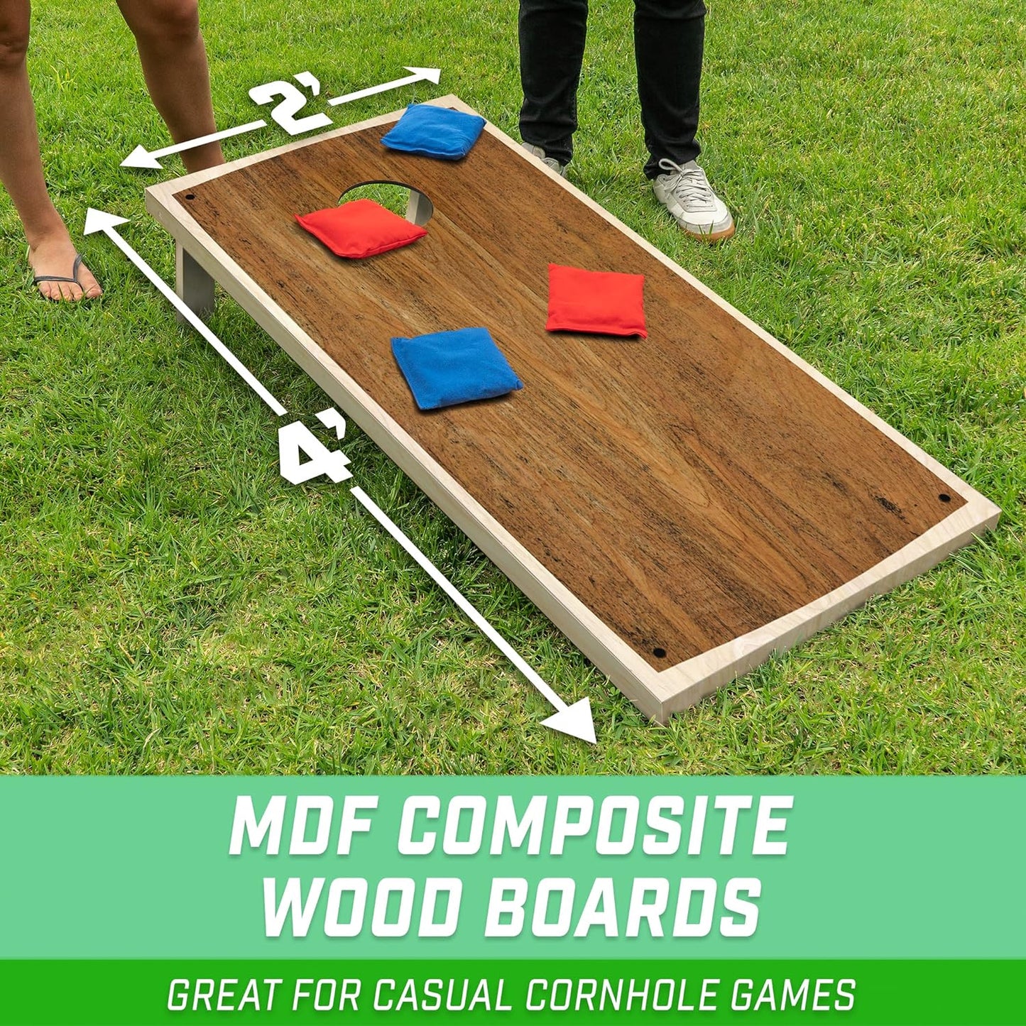 Cornhole Boards Classic Cornhole Sets – Includes 4'x2' Board, 8 Bean Bags, Travel Case and Game Rules